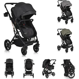 Moni Kombikinderwagen Rafaello 2 in 1, umbaubar, Sportsitz, Fußabdeckung, Tasche schwarz