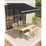 Garveelife Gelenkarmmarkise 400 x 250 cm, UV40+ & wasserabweisend, mit Kurbel & Wandhalterung Länge + Winkel einstellbar, Markise für Terrasse & Balkon, Sonnenschutz Balkonmarkise Gelenkmarkise