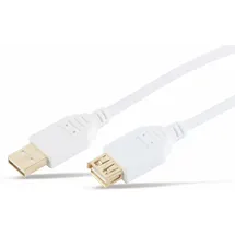S/CONN maximum connectivity USB Verlängerung Kabel, A/A , HIGH SPEED, vergoldete Kontakte, USB 2.0, weiß 1.8m