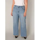 Base Level Curvy BASE LEVEL CURVY, Damen, Gr. 44, Länge 32, blau (light blau), Denim/Jeans, Obermaterial: 98% Baumwolle, 2% Elasthan, unifarben, bequem lang, Jeans, in großen Größen