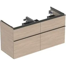 Geberit iCon Doppelwaschtisch-Unterschrank 502309JH1 118,4x61,5x47,6cm, 4 Schubladen, Eiche/Griff lava matt