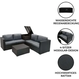 MONSTER SHOP Rattan Modular Gartenmöbel 6-tlg. schwarz