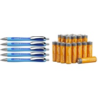 Schneider 132503 Slider Rave XB Kugelschreiber (Strichstärke: XB & Amazon Basics AA-Alkalisch-Batterien, leistungsstark, 1,5 V, 20er-Pack (Aussehen kann variieren)