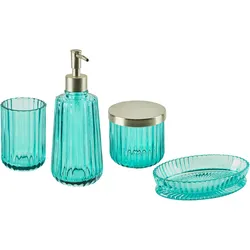 Badaccessoires Set 4-teilig TECATE Glas Blau