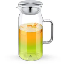 wilmax england Thermo Glaskanne mit Metalldeckel – 1000 ml, hitzebeständig, modernes Design