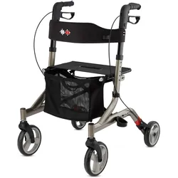 Rollator BISCHOFF & BISCHOFF "Capero Rollator", grau (platinfarben), Rollatoren, faltbare Senioren Gehhilfe mit Rückengurt, Tasche und Stockhalter