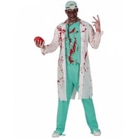 Horror-Shop Zombie-Kostüm Blutiges Zombie Chirurg Arzt Herrenkostüm für Hall rot|weiß L
