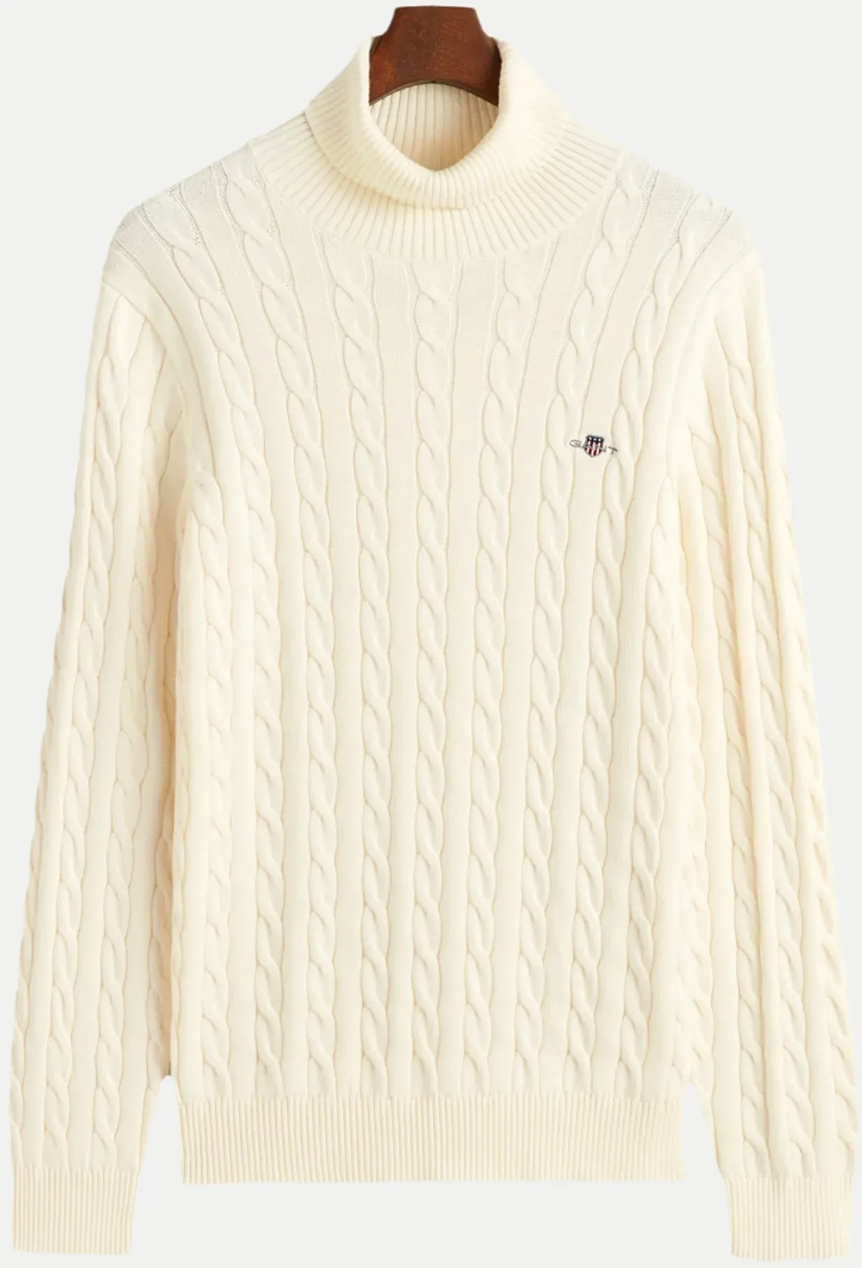 Zopfstrick Rollkragenpullover Weiß XL