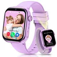 Smartwatch Kinder mit GPS und Telefon, Kinderuhr mit SIM, Videoanrufe, Sprachchat, Schulmodus, SOS SMS Schlafmonitor, IP68 Wecker Schrittzähler Taschenlampe Kinder Smartwatch für Mädchen Jungen, Lila