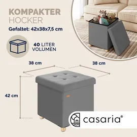 CASARIA Sitzhocker mit Stauraum Samt Anthrazit