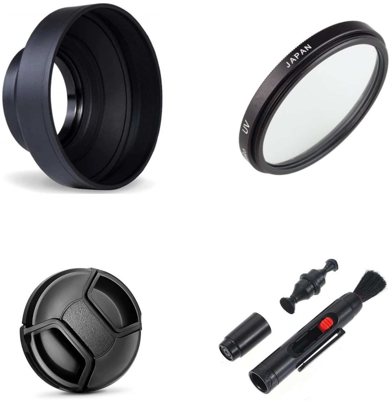 Kamera Zubehör Bundle Set für Nikon Coolpix P950 P900 P900s inkl. 3-stufiger faltbarer Gegenlichtblende, UV-Filter, Objektivdeckel, Reinigungsstift