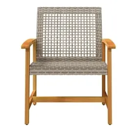 vidaXL Gartenstühle 2 Stk. Grau Poly Rattan und Akazienholz