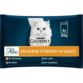 Purina Gourmet Perle Erlesene Streifen mit Truthahn, Thunfisch, Ente, Lamm 4 x 85 g