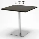 Quadratischer Tisch 90x90cm mit zentraler Basis für Bistros und Bars Horeca Farbe: Schwarz - Silver