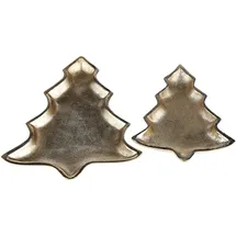 Beliani Dekotablett 2er Set Weihnachtsbaum DURIAN Metall Gold