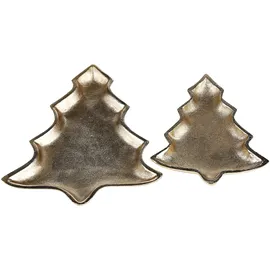 Beliani Dekotablett 2er Set Weihnachtsbaum DURIAN Metall Gold