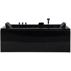 Whirlpool-Badewanne schwarz mit LED links 183 x 90 cm VARADERO