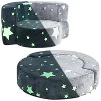 COSTWAY Kindersofa, 2 in 1 leuchtendes Kindersessel grau