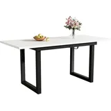 Erweiterbarer Esstisch, L140/180*W80*H75, Industriestil, rechteckiger, Kaffee-Freizeittisch aus Eisen, Platzsparender multifunktionaler Esstisch, - Weiß/Schwarz