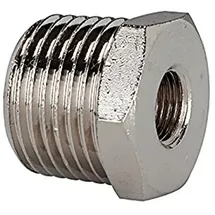 Riegler Reduziernippel, R 3/8 a., G 1/8 i., SW 17, Messing vernickelt
