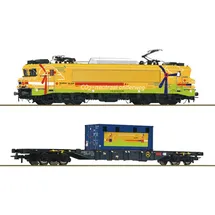 Roco 2-tlg. Set: Elektrolokomotive 1756 mit Containertragwagen Sound DCC 7510117 H0