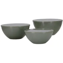 Travellife Salat Schüssel Set Palma Camping Schalen Melamin Keramik Optik 6 tlg Farbe: Green