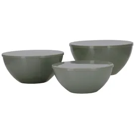 Travellife Salat Schüssel Set Palma Camping Schalen Melamin Keramik Optik 6 tlg Farbe: Green