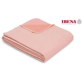IBENA Lausanne Decke 140x200cm - Bio Baumwolldecke, Made in Germany, kuschelig & weich, Sommerdecke pfirsich