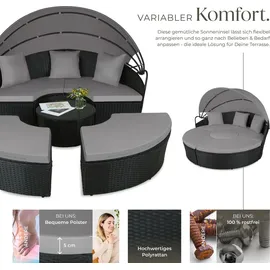 Tectake Sonneninsel Rattan schwarz/grau