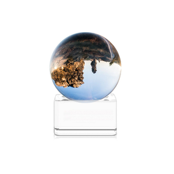 Navaris Dekoobjekt, Glaskugel Fotografie Kugel aus Glas - Fotokugel mit Ständer - Kristallkugel Klare Kristall Deko mit Glasständer - Ø 40mm weiß
