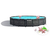 INTEX 26744GN - Greywood Prism Frame Pool (549x122cm) + aufblasbare Schwimmtiere