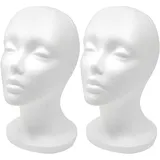 Opdestn 2PCS Styroporkopf Set, Mannequin Kopf, Foam Mannequin Head,Schaumstoff-Kopf für Perücken, Styropor-Kopf, Perückenkopf, Mannequin-Schaum, Perückenkopf als Halterung für Mützen, Hüte & Perücken