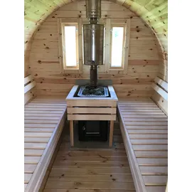 JV Möbel Fasssauna inkl. 3,6 kW Ofen + int. Steuerung