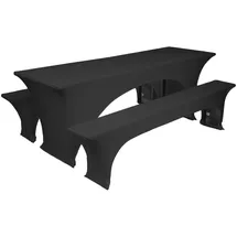 TexDeko Stretch Hussen für Bierzeltgarnitur gepolstert 220 x 50cm, Blickdicht Biertischhusse 5TLG Set Anthrazit)