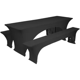 TexDeko Stretch Hussen für Bierzeltgarnitur gepolstert 220 x 50cm, Blickdicht Biertischhusse 5TLG Set Anthrazit)