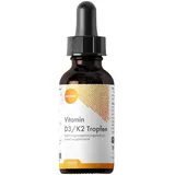 Nutritec Vitamin D3 + K2 Tropfen 20ml, hochdosiert, in MCT-Öl, 800 I.E. Vitamin D3 und 20μg K2 pro Tropfen