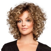Afro Perücke Schwarze Blond Brazilian Synthetische Brasilianisches Verworrene Lockige Natürliche Haar für Frauen, Curly mit Bangs Kurze Perücken für Damen