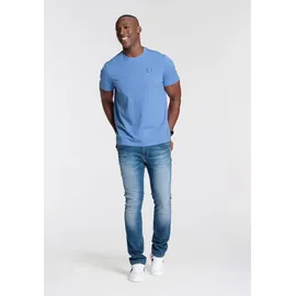 delmao Rundhalsshirt Kurzarm, Regular Fit, basic, aus 100% Baumwolle blau L (52/54)