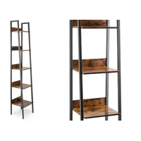 HowHomely Leiterregal 5 Stufen LOFT 170x34x30 cm braun schwarz Metall Badezimmerregal Standregal Haushaltsregal Küchenregal Industriell Deko Dekoration