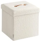 SONGMICS Hocker mit Stauraum, Faltbarer Sitzhocker, 38 x 38 x 38 cm Fußhocker, Sitzbank, Bettbank, Aufbewahrungsbox, bis 300 kg belastbar, Wohnzimmer Schlafzimmer Flur, cremeweiß LSF095W01V1