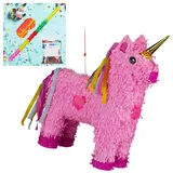 relaxdays Papierdekoration 4-tlg. Pinata Set Einhorn gelb|rosa