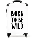 NoBoringSuitcases.com© Kinderkoffer Zitat - Geboren um wild zu sein - Kinder 55x35x20cm, 4 Rollen, Kinder Koffer Klein, Trolley Handgepäck bunt 35 cm x 55 cm x 20 cm