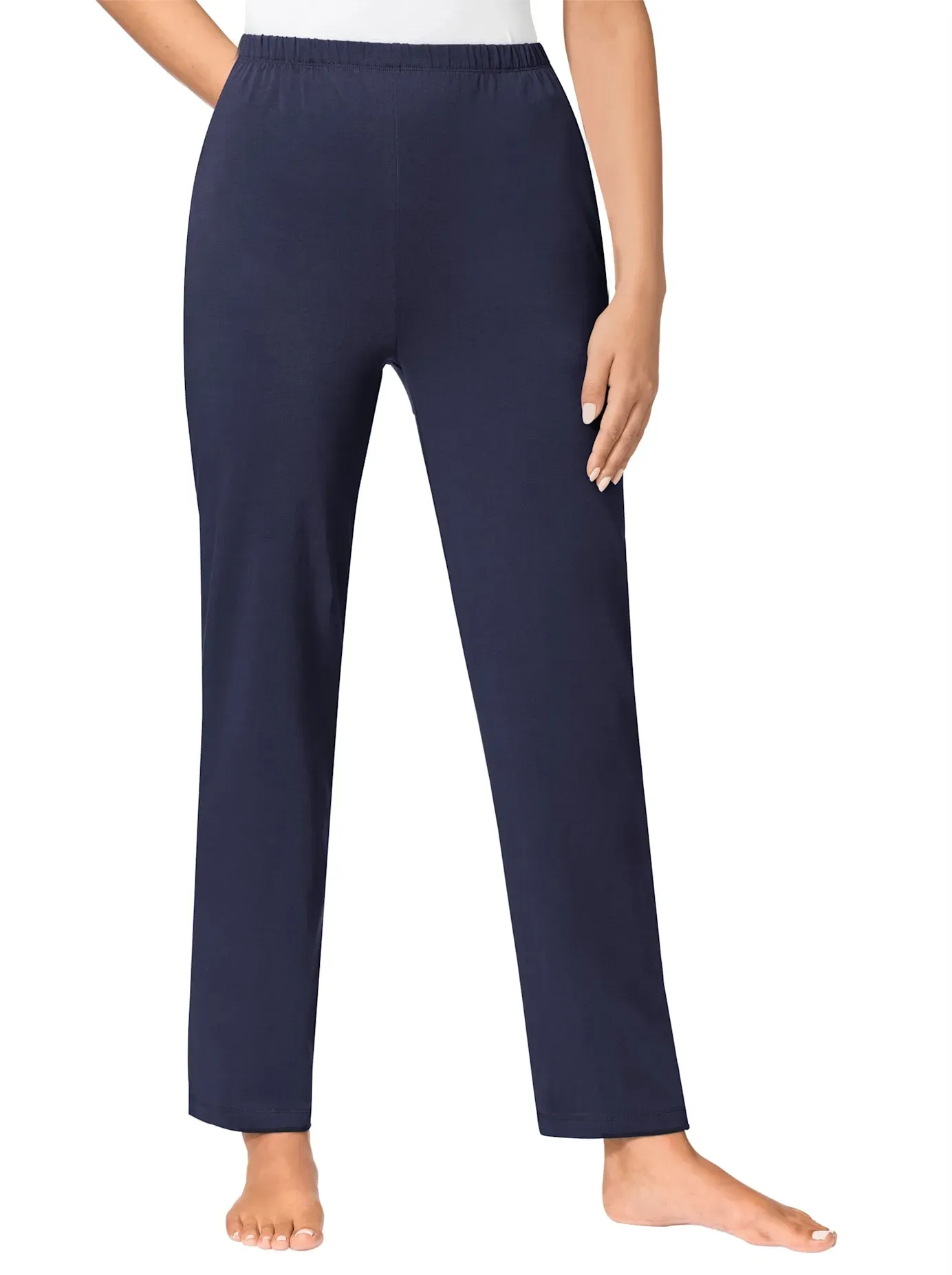 Jerseyhose FEEL GOOD, Damen, Gr. 56/58, Normalgrößen, bunt (beere, marine), 95% Baumwolle, 5% Elasthan, Meliert:60% Baumwolle, 5% Elasthan, 35% Polyester, unifarben, Hosen Jerseyhose