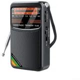 Oniissy Taschen-Handfunkgerät: wiederaufladbar, 1000 mAh, bester Empfang AMFMSW mit 3 W, Radio, Mini-Radio, digitales Tuning, Stereo, persönliches Radio (schwarz)