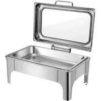 Homeline Rechteck Chafing Dish 9L Edelstahl, Speisewärmer, Silber