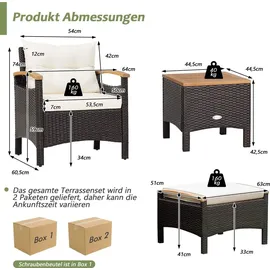 komfotteu Gartenmöbel-Set 5-tlg. Braun/Weiß