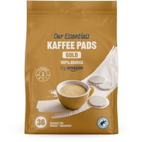 by Amazon Kaffeepads Gold 100% Arabica, Geeignet für Senseo Maschinen, Lichte Röstung, 36 Stück, 1er-Pack
