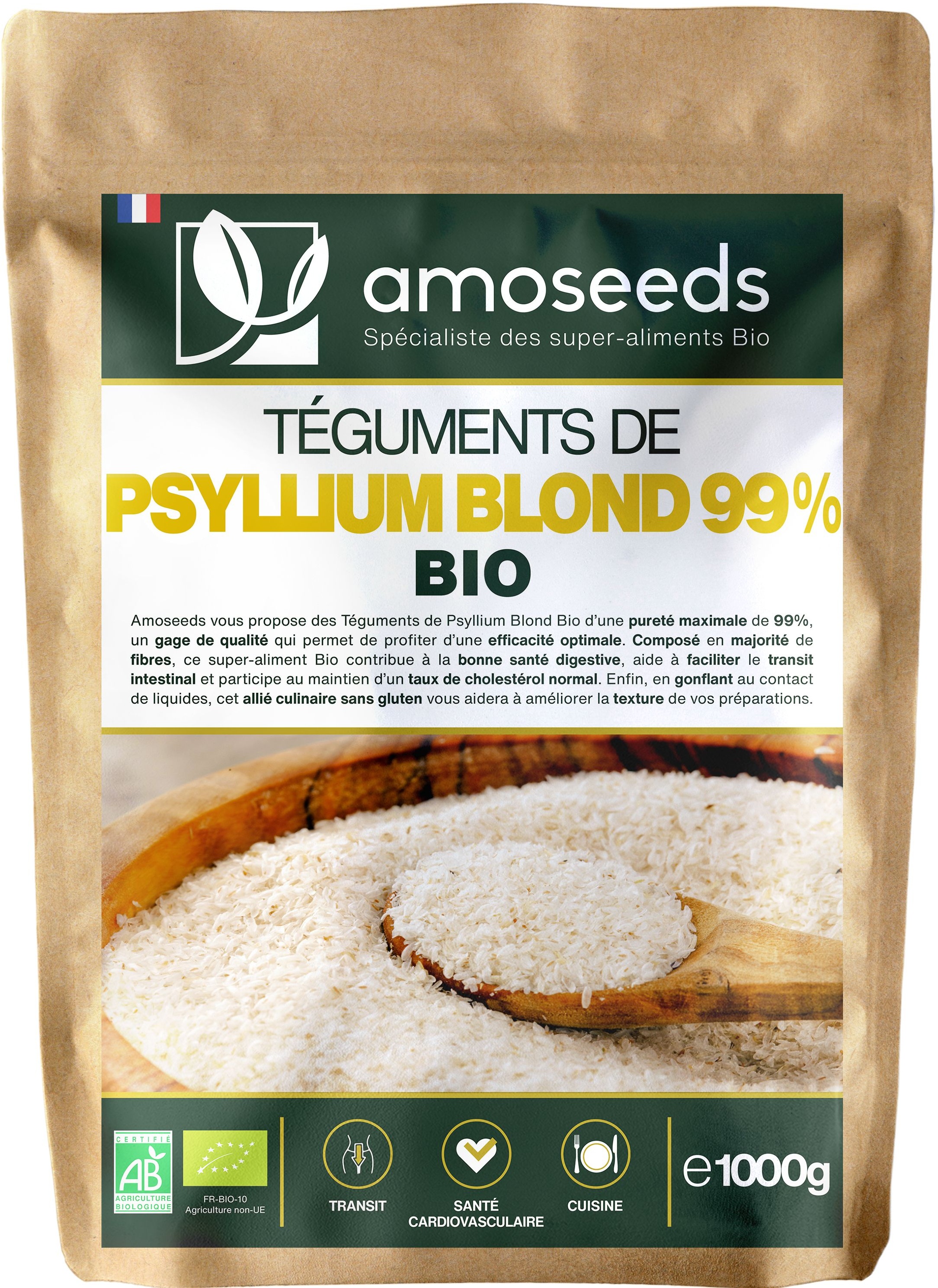amoseeds PSYLLIUM BLOND BIO (TÉGUMENTS) 1 kg granulés