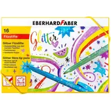 Eberhard Faber 551016 - Glitzer Filzstifte Set, 16 Malstifte mit Basic und Pastell Farben