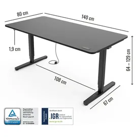 Yaasa Schreibtisch Desk Pro 140 x 80 cm Dunkelgrau/Schwarz